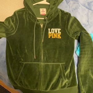 Pink for Victoria’s Secret Green Bay Packer velour hoodie